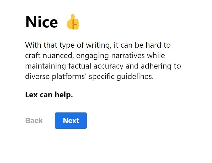 Lex AI Writing Tool 