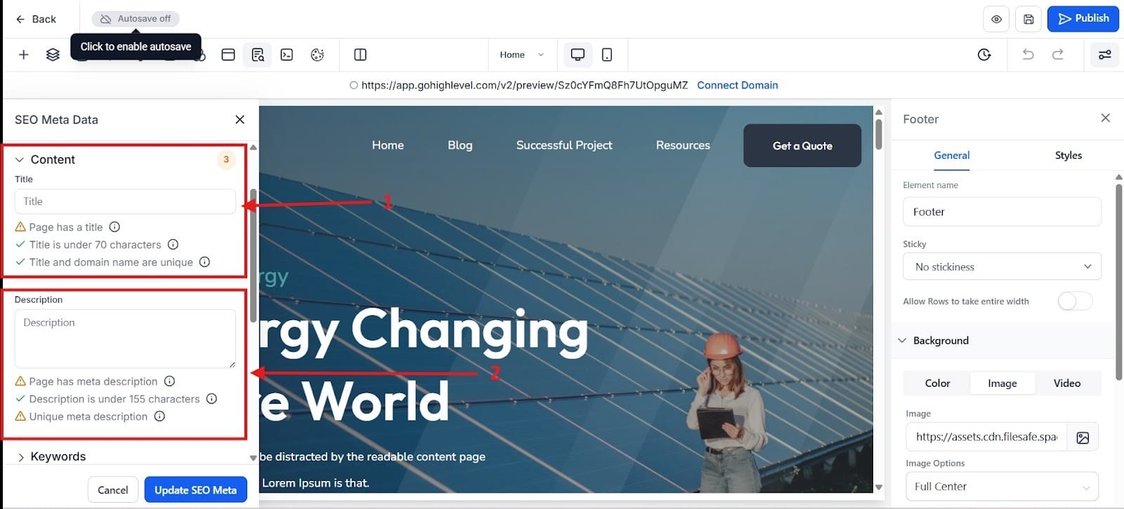Here you see the meta data to do SEO optimization.