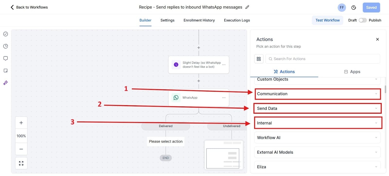 Using the image, you can see the the different points of interest for setting up actions.