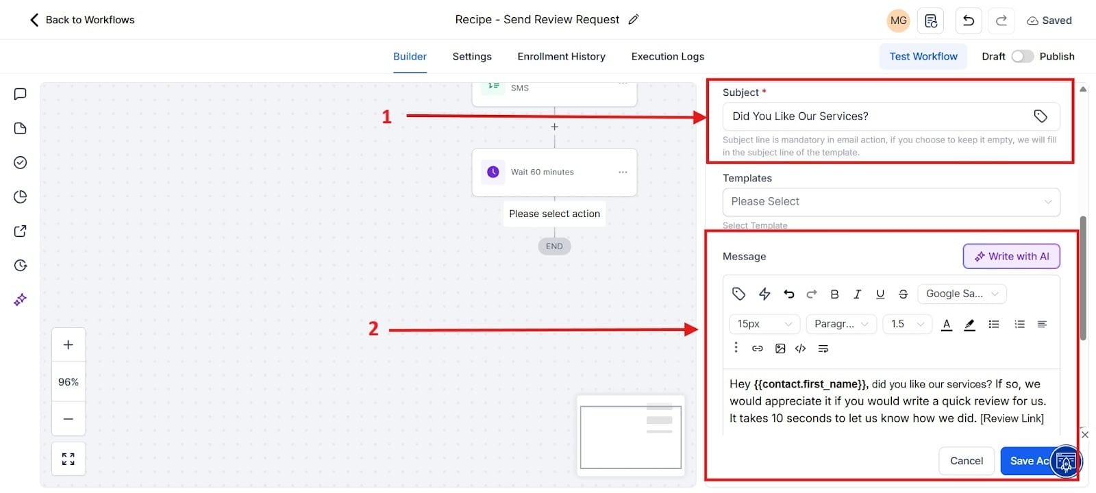 Here you see how to craft your email for a review request.
