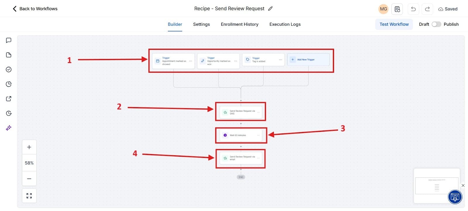 Here you see how to set up workflow automation.
