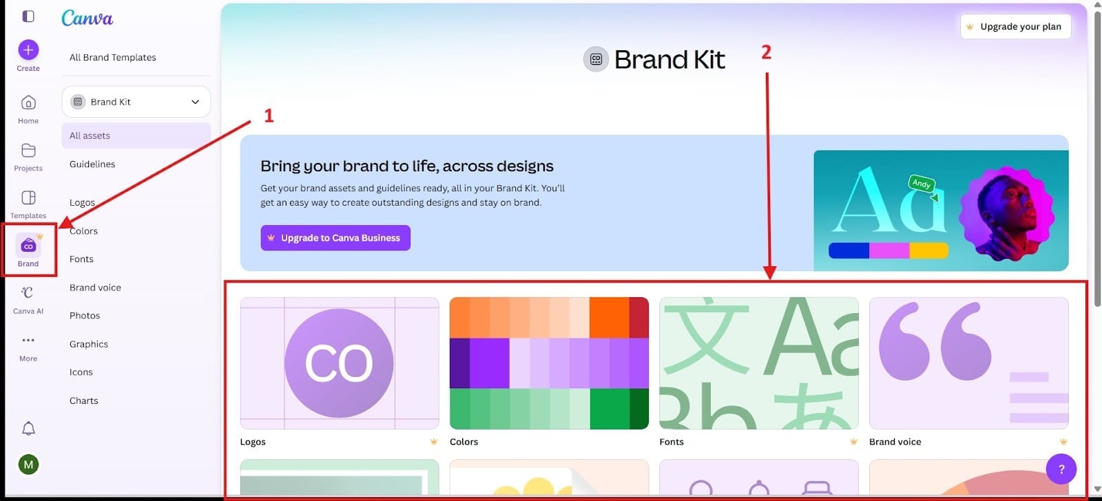 Canva dashboard showing the Brand Kit section for consistent real estate marketing designs.