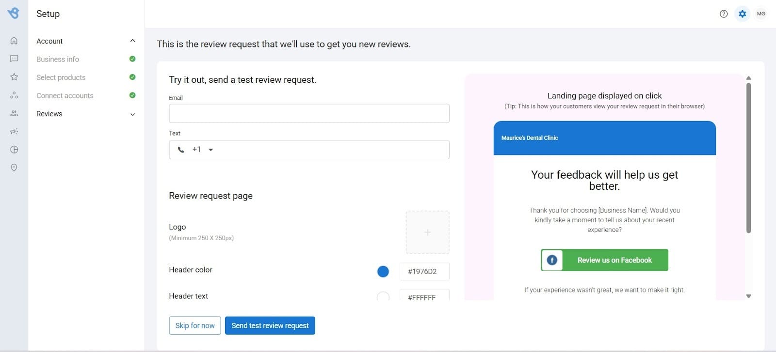 Use the image to know where to send requests for reviews.