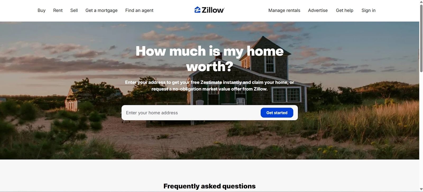 Zillow interface showing a Zestimate home value based on sales data and local market trends.